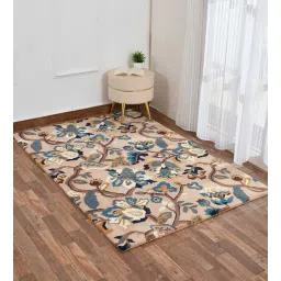 presto Beige Floral Wool 3 ft x 5 ft Hand Tufted Carpet-picture-27