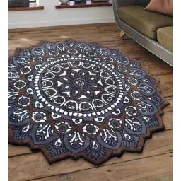 presto Blue Persian Polyester 3 ft x 3 ft Flat Weave Carpet-picture-32