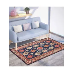 Presto Blue Polyester Traditional Washable Carpet-picture-35