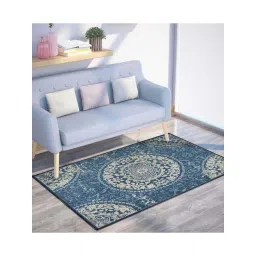 Presto Blue Polyester Traditional Washable Carpet-picture-37
