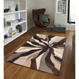 presto Brown Abstract Wool 3 ft x 5 ft Hand Tufted Carpet-picture-37