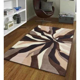 presto Brown Abstract Wool 4 ft x 6 ft Hand Tufted Carpet-picture-28