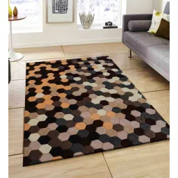 presto Brown Geometric Wool 4 ft x 6 ft Hand Tufted Carpet-picture-23