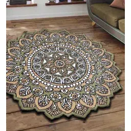 presto Green Persian Polyester 3 ft x 3 ft Hand Woven Carpet-picture-25