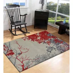 presto Grey Floral Polyester 5 ft x 7 ft Hand Tufted Carpet-picture-18