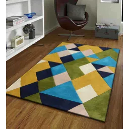 presto Multicolor Geometric Wool 3 ft x 5 ft Hand Tufted Carpet-picture-15