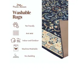 PRESTO Navy Blue Ethnic Motifs Anti-Skid Carpet image 5