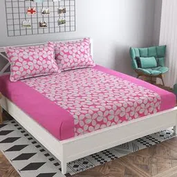 presto Pink Floral 160 TC Cotton Double Size Bedsheet-picture-19