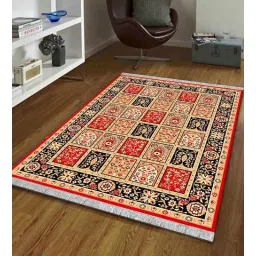 presto Red Persian Polyester 5 ft x 7 ft Machine Made Carpet-picture-35