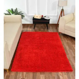 presto Red Solid Polyester 5 ft x 7 ft Machine made Carpet-picture-26