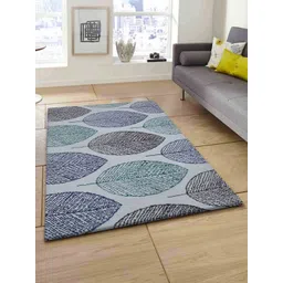 PRESTO White & Blue Floral Polyester Carpet-picture-29