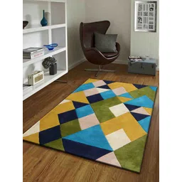 PRESTO Yellow & Blue Printed Hand Tufted Wool Carpet-picture-26