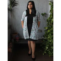 PRETANSHAH Floral Printed V-Neck Cotton Open Front Shrug-picture-26