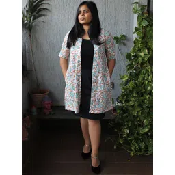 PRETANSHAH Floral Printed V-Neck Cotton Open Front Shrug-picture-13