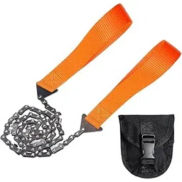 PRETOX Pocket Chainsaw with Paracord Handle, Folding Chain Hand Saw, Emergency Outdoor Survival Gear for Camping, Hunting, Hiking, Cutting Wood & Tree (Orange, 11 Teeth, 24'' Long)-picture-10