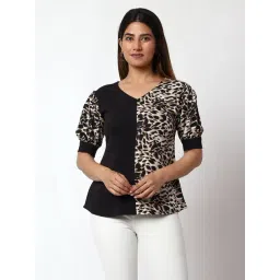 Prettify Black & Beige Printed Top-picture-23
