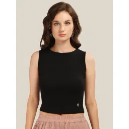 Prettify Black Regular Fit Crop Top-picture-47