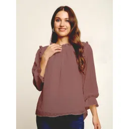 Prettify Brown Self Design Top-picture-20