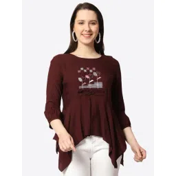 Prettify Maroon Embroidered Top-picture-12