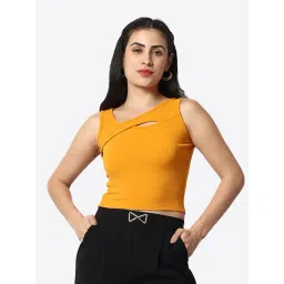 Prettify Yellow Regular Fit Crop Top-picture-16