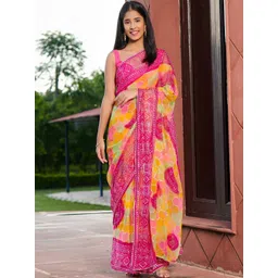 PRETTY PALLU Bandhani Poly Chiffon Saree-picture-20