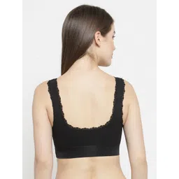 PrettyCat Black Lace Non-Wired Lightly Padded Sports Bra PC-SB-5180-BLK-30B image 4