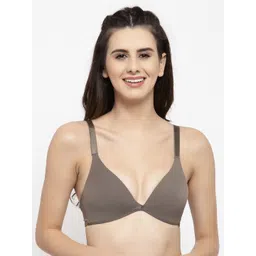 PrettyCat Brown Solid Non-Wired Lightly Padded T-shirt Bra PC-BR-6012-MOUS-30C-picture-25