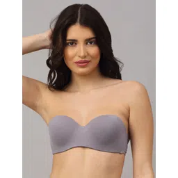 PrettyCat Grey Solid Balconette Bra - Underwired Lightly Padded-picture-14