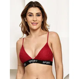 PrettyCat Maroon Non-Wired Polyester Bralette-picture-17