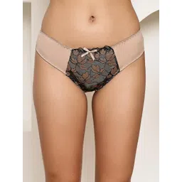 PrettyCat Women Beige Romantic Floral Mesh Panel Brief-picture-42