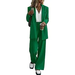 prettygarden Women's 2024 Fall Two Piece Outfits Blazer Jacket and Wide Leg Pants Pockets Business Casual Suit Sets-picture-38