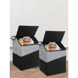 prettykrafts Black 2 Pieces Square Shape Laundry Basket-picture-12