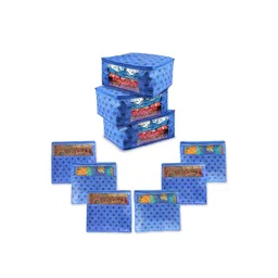 prettykrafts Blue & Black 9 Pieces Ethnic Motifs Printed Reusable Multi-Utility Organisers-picture-26