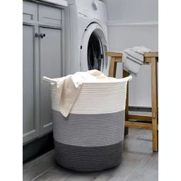 Prettykrafts Grey & Black Printed Jute Laundry Bag 50L-picture-13