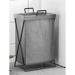 prettykrafts Grey Foldable Laundry Basket With Frame 50 L-picture-33