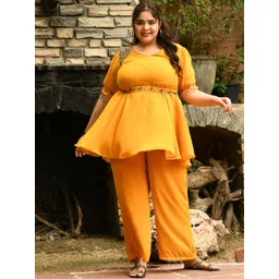 PrettyPlus by Desinoor.com Plus Size Embroidered Georgette Empire Beads Kurta & Palazzos-picture-33