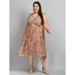 PrettyPlus by Desinoor.com Plus Size Floral Printed A-Line Midi Dress-picture-12