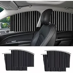 Prextex 4pcs Universal Fit Magnetic Car Side Window Curtains, Foldable Car Window Privacy Curtains Sunshade Side Magnet Pleated Car Window Curtain - Removable - Keeps Cooler Screen (Grey)-image-37