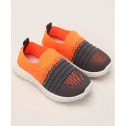 Priaansha Kids Solid Mesh Designed Slip On Shoes - Grey Orange-picture-24