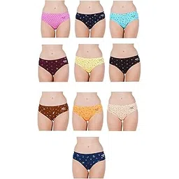 pride apparel Cotton Light Dark Multi Color Cotton Hipster Panties Briefs fo Women -Pack of 10-picture-10