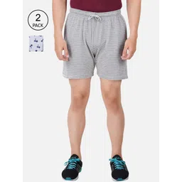 PRIDE APPAREL Men Pack of 2 Grey Melange Cotton Printed Outdoor Shorts-picture-19