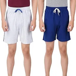 pride apparel Men's Cotton Barmunda Bottom Lounge Casual Comfort Sleep Shorts-Pack of 2 (2XL, Blue-Grey)-picture-32