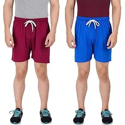 pride apparel Men's Cotton Barmunda Bottom Lounge Casual Comfort Sleep Shorts-Pack of 2 (2XL, Red-Sky)-picture-29