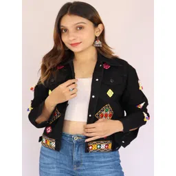 Prijam Women Embroidered Ethnic Denim Jacket-picture-36