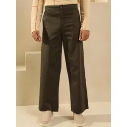 PRIMAL GRAY Men Cotton Loose Fit Easy Wash Parallel Trousers-picture-36