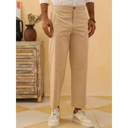 PRIMAL GRAY Men Loose Fit Mid-Rise Flat-Front Regular Trousers-picture-37