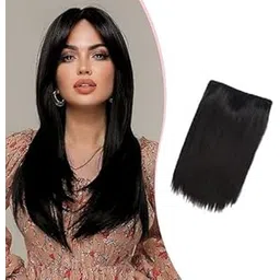 Prime 6.5 inch Synthetic Invisible Clip in Hair Topper Volumizer| Front Top Hair Extension/Hairpieces for Women And Girls (Natural Black Brown) Pack of 1-picture-12