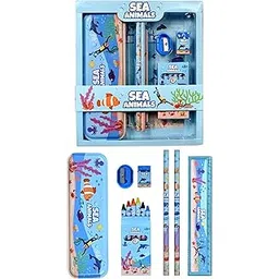 Prime Deals Sea Animal World Stationary Kit for Girls Pencil Pen Book Eraser Sharpener - Stationary Kit Set for Girls/Boys Birthday Gift (Multicolor)-picture-32
