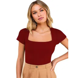 PRIME LOVE Women Ribbed Square Neck Crop Top-picture-28