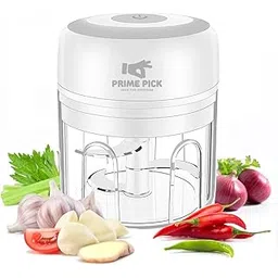 Prime Pick Rechargeable Mini Electric Chopper - Stainless Steel Blades, One Touch Operation, for Mincing Garlic, Ginger, Onion, Vegetable, Meat, Nuts, (White, 250 ML, Pack of 1, 45 Watts)-image-23